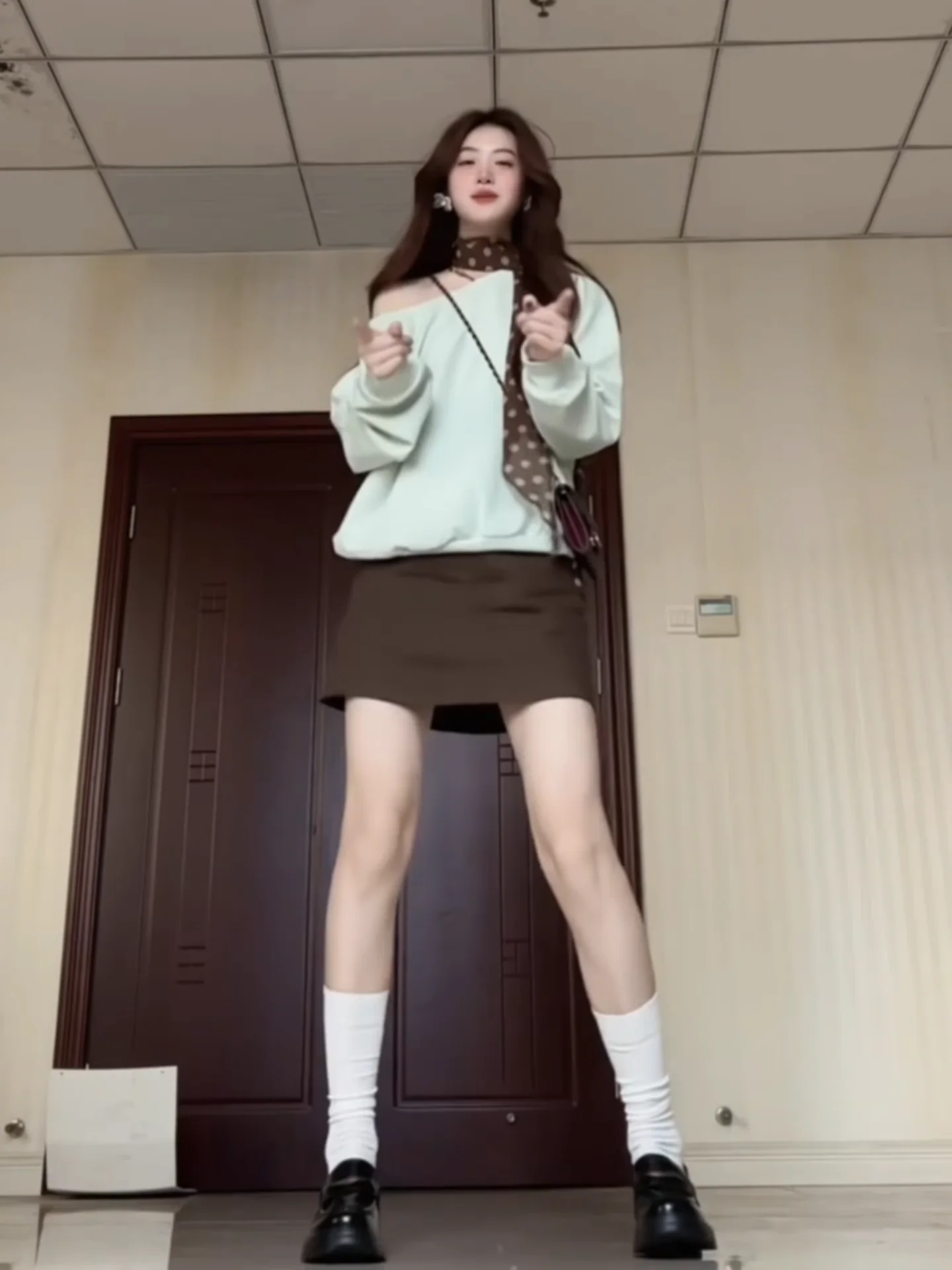 High Waist Brown Woolen  Skirt Women's Autumn New Style A-Line Skirt Anti-Light Korean Style Half Body Skirt for Ladies