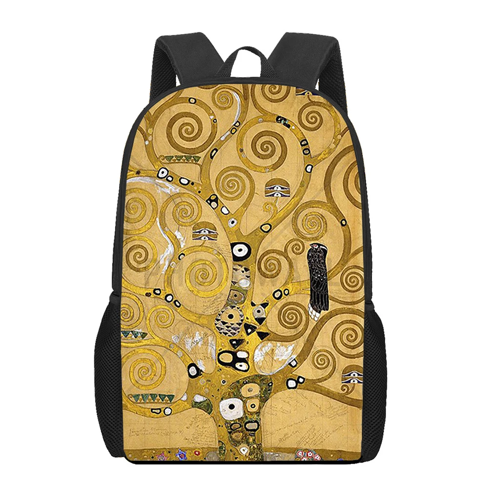 Mochila escolar con estampado 3D de pinturas artísticas Gustav Klimt para niños, bolso de Libros para adolescentes, bolsos de hombro casuales, Mochila Satchel de 16 pulgadas