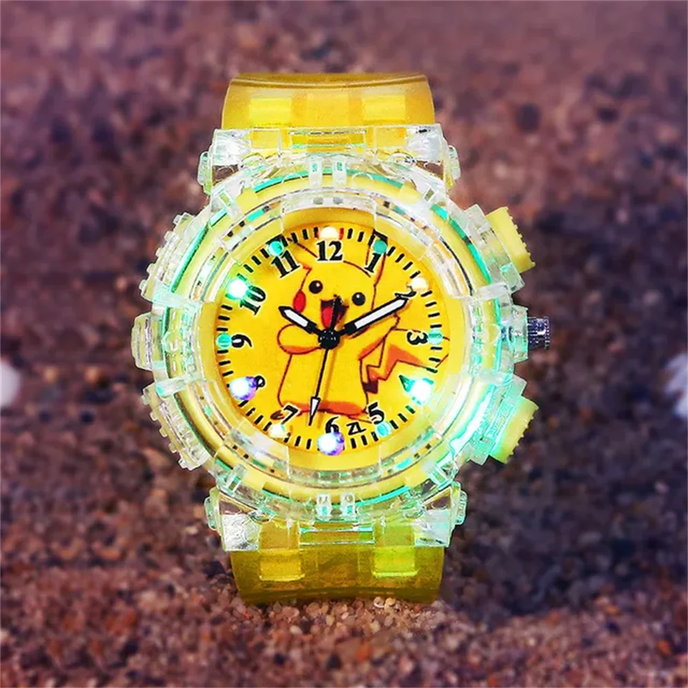 Pokemon Anime Pikachu Watch Wristband Pikachu Anime Figure Children\'s Watch Color Flash Boys Girls Electronic Watch kids Gifts