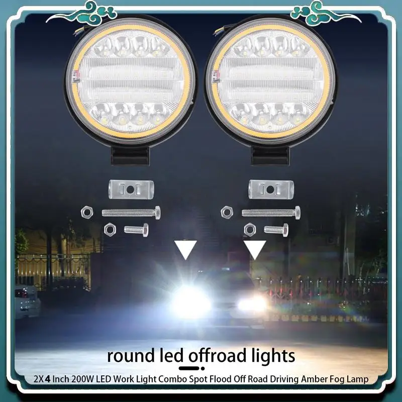 

Premium 2X 4 Inch LED Work Light Combo Spot Flood Off Road Driving Amber Fog Lamp