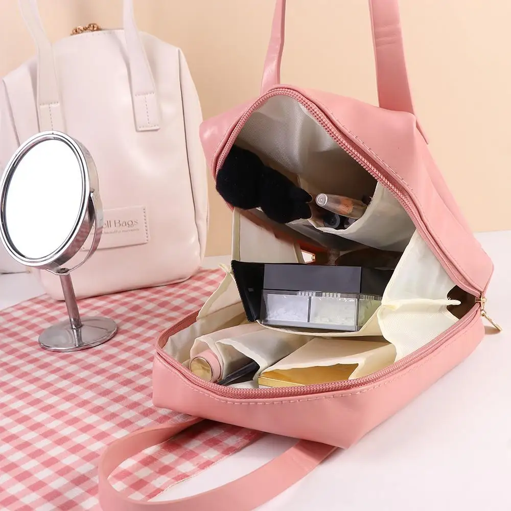 

Letter PU Leather Cosmetic Bag Elegant Zipper Multifunction Travel Wash Bag Large Capacity Waterproof Makeup Pouch Bag Outdoor