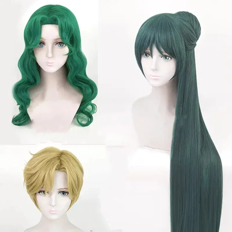 

Новый аниме Tenoh Haruka Sailor Uranus Kaiou Michiru Sailor Neptune Meiou Setsuna Sailor Pluto, парик для косплея, аксессуары для костюмов