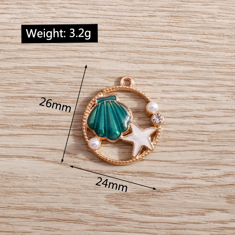 10 Stück niedliche Meereslebewesen-Anhänger, Emaille-Muschel-Anhänger, Schmuckanhänger für die Herstellung von Ohrringen, Halsketten, Armbändern, DIY-Bastelzubehör – Detail 9