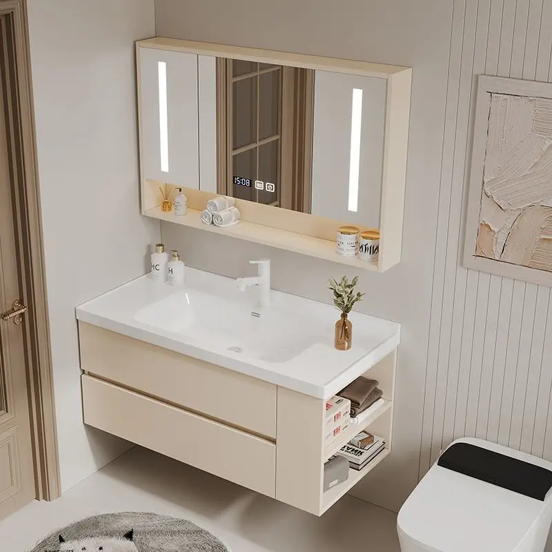 

Toilet side cabinet, solid wood bathroom cabinet combination, small apartment