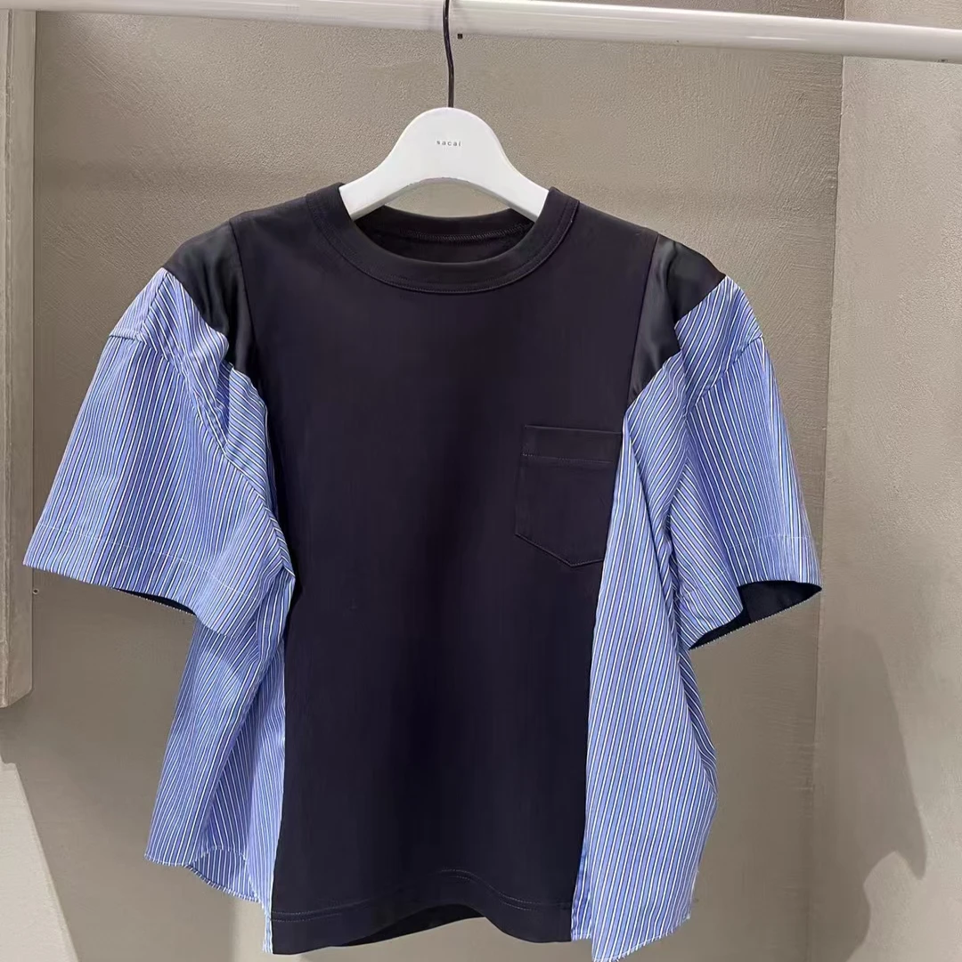 

Loose SvelStriped PlaidTapered Crop SequinBrand Label Office Casual round Ne Women's Cotton Tee FOG SA CaI Summer Mes...