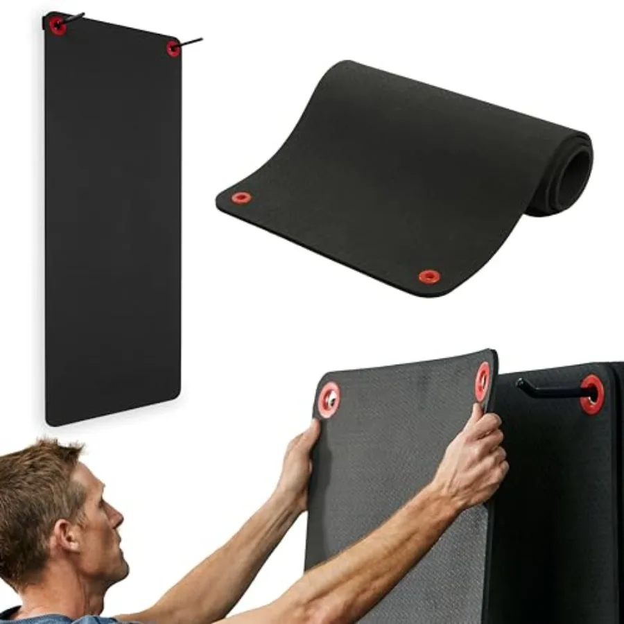 

Hanging Exercise Mat for Group Fitness Classes Commercial Grade Yoga Mat with Reinforced Holes Black Durable and Non-Slip Surfa