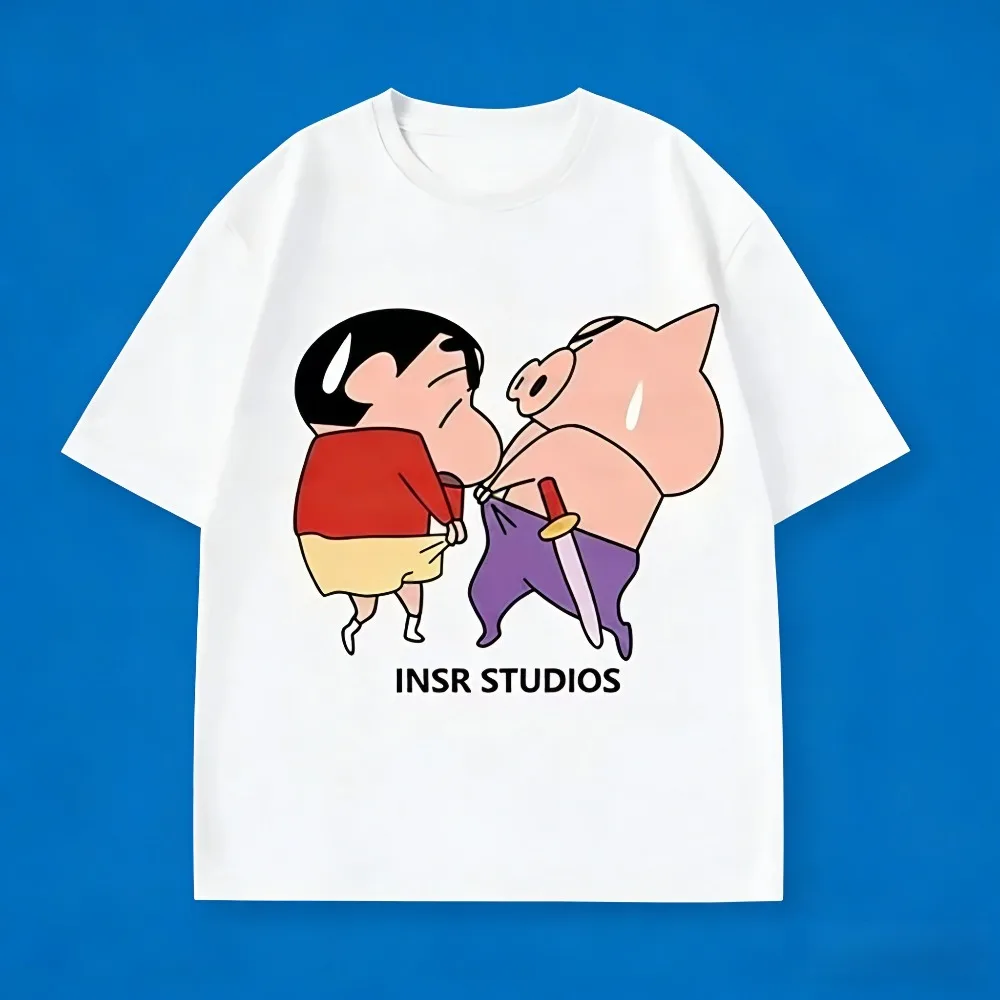 Crayon Shin Chan & Buriburizaemon Print T-Shirt Casual Unisex Short Sleeve Tops