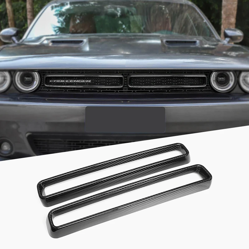 Real Hard Carbon Fiber For Dodge Challenger 2015-2023 Central Grille Frame Decoration Sticker for Challenger SRT Carbon Stylings