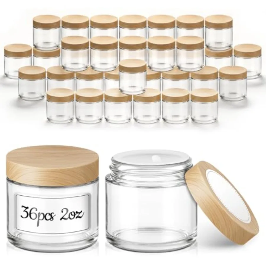 

Стеклянные банки с крышками: набор прозрачных маленьких стеклянных баночек с крышками под дерево, герметичные, круглые, пустые, для косметики и путешествий
