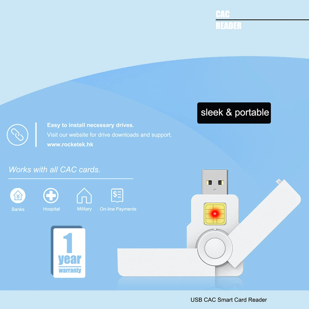 휴대용 USB C타입 ID CAC 카드 리더, ATM 카드, 비자카드 리더기, 디지털 인증서 보안용, USB2.0