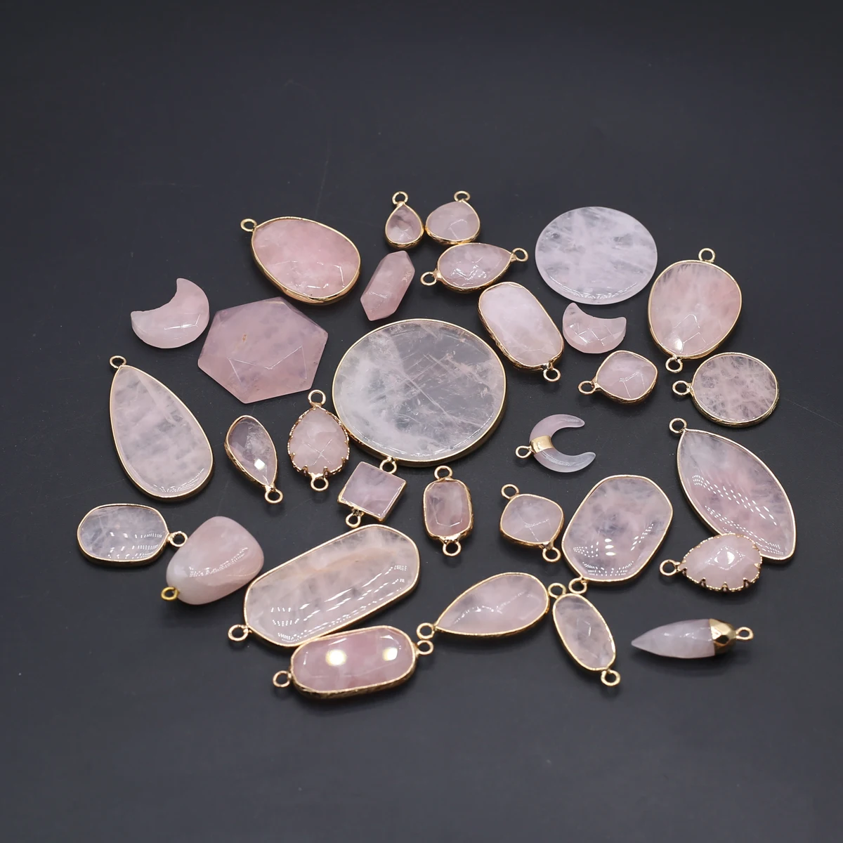 

Rose Quartz Pendant Connector Natural Stone Ornament Jewelry Making DIY Necklace Earring Hanging Accessories Charm Gift Party1PC