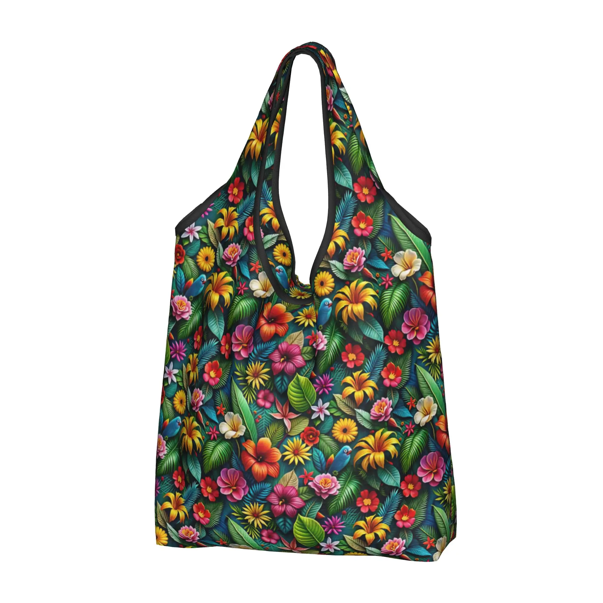 Fashion Luxury High 3D Floral Shopping Tote Bag Portable Fashion Trend 3D Flowers Grocery Shopper Shoulder Bag