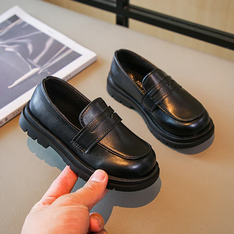 

Spring Autumn Girl Uniform Mary Jane Shoes Black Versatile Kids Princess Leather Shoes Fashion Performance Children School Shoes