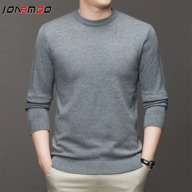 7 Colour Men\'s Round Neck Long Sleeved Solid Color Sweater Soft Warm and Comfortable Top with a Base