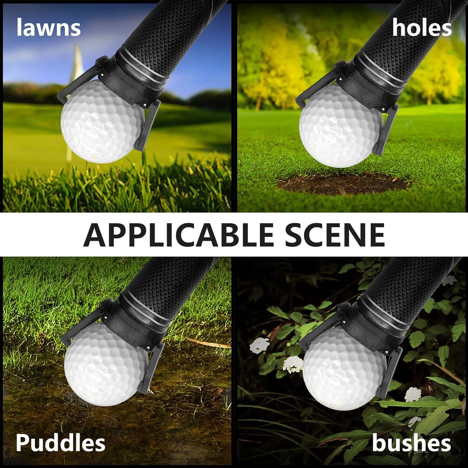 Golf Ball Retrievers 2pcs Mini Foldable Golf Ball Pick Up Tool Saver Putter Grip Black Retriever Plastic Claw Grabber Ball Claw