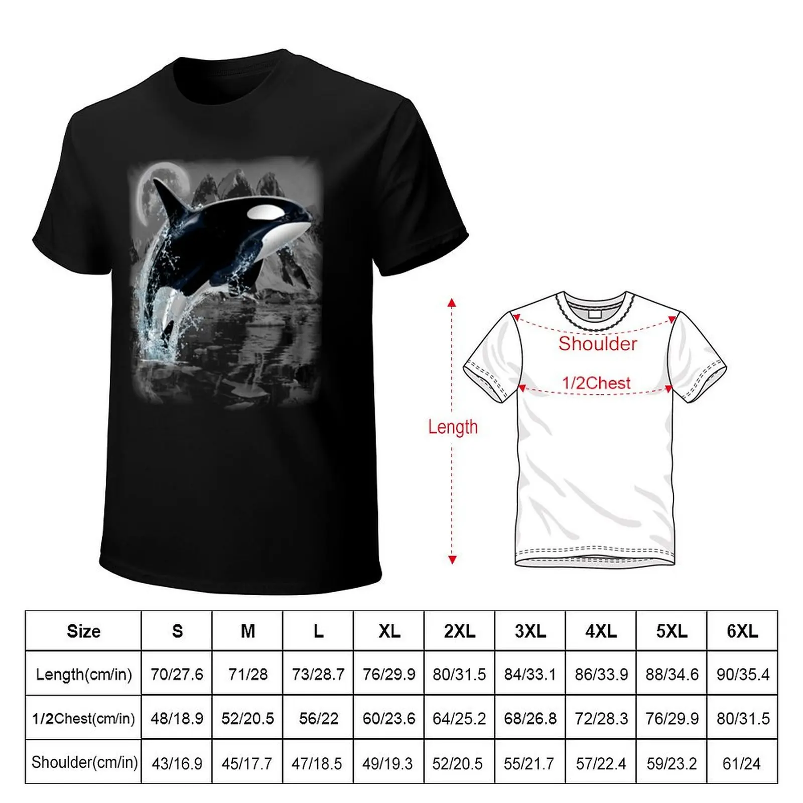 Orca Whale Dancing in Moonlight T-Shirt Casual Fashion Print Tee Top