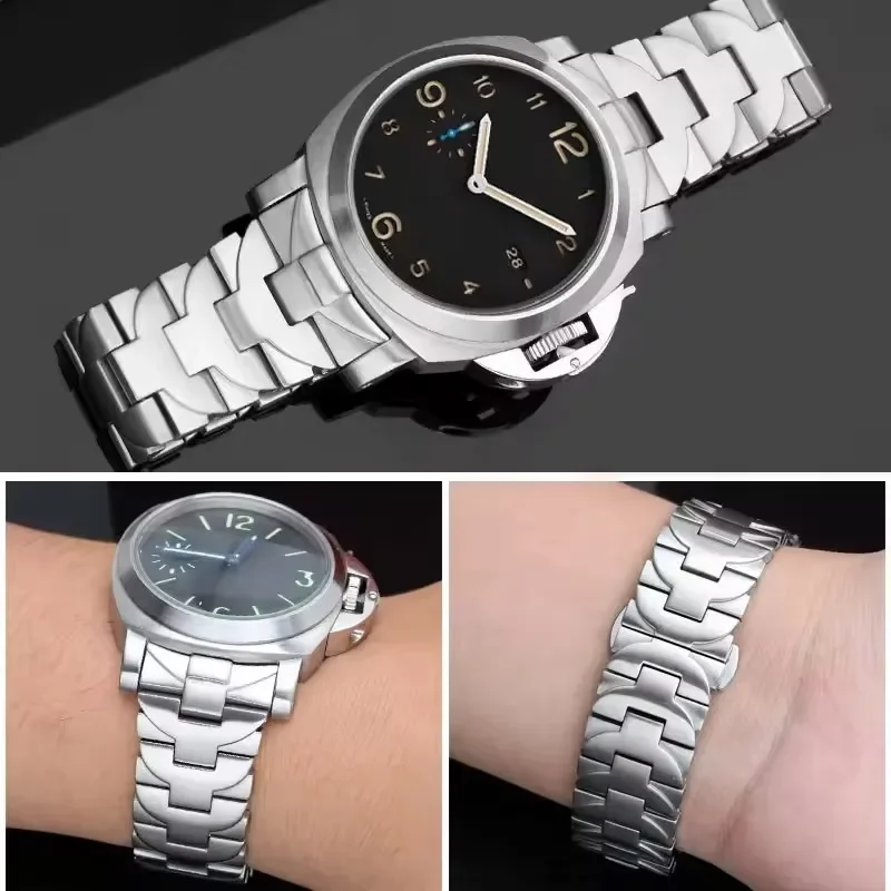 الصلبة الفولاذ المقاوم للصدأ حزام ساعة اليد لبانيراي Pam441 111 مقاوم للماء Sweatproof الرجال حزام ناقل من الفولاذ قوس الفم ساعة اكسسوارات 24 مللي متر