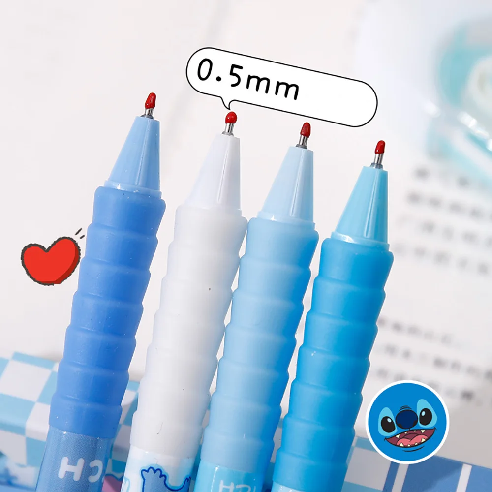 4 teile/schachtel Kawaii Stich Presse Gel Stift Zum Schreiben 0,5mmCartoon Schwarz Tinte Neutral Stift Büro Schule Liefert Studie Schreibwaren geschenk