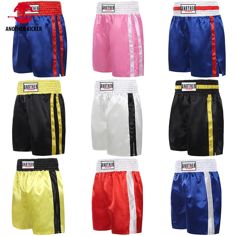 Boxing Shorts Men Women Junior Muay Thai Shorts Satin Plain Short Kickboxing Gym Martial Arts Workout Grappling MMA Boxing Pants