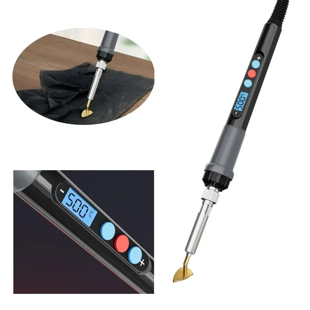 US/EU Electric Soldering Iron Adjustable Digital Display Electric Iron Solder Simple Stand Willow Leaf Tip Welding Tool Kit Pen