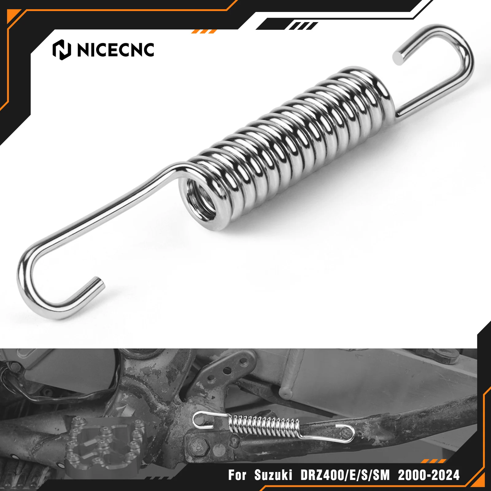 

NICECNC For Suzuki DRZ400 DRZ400E DRZ400S DRZ400SM 2000-2024 DR-Z 400 400E 400S 400SM Side Stand Kickstand Spring 09443-19010