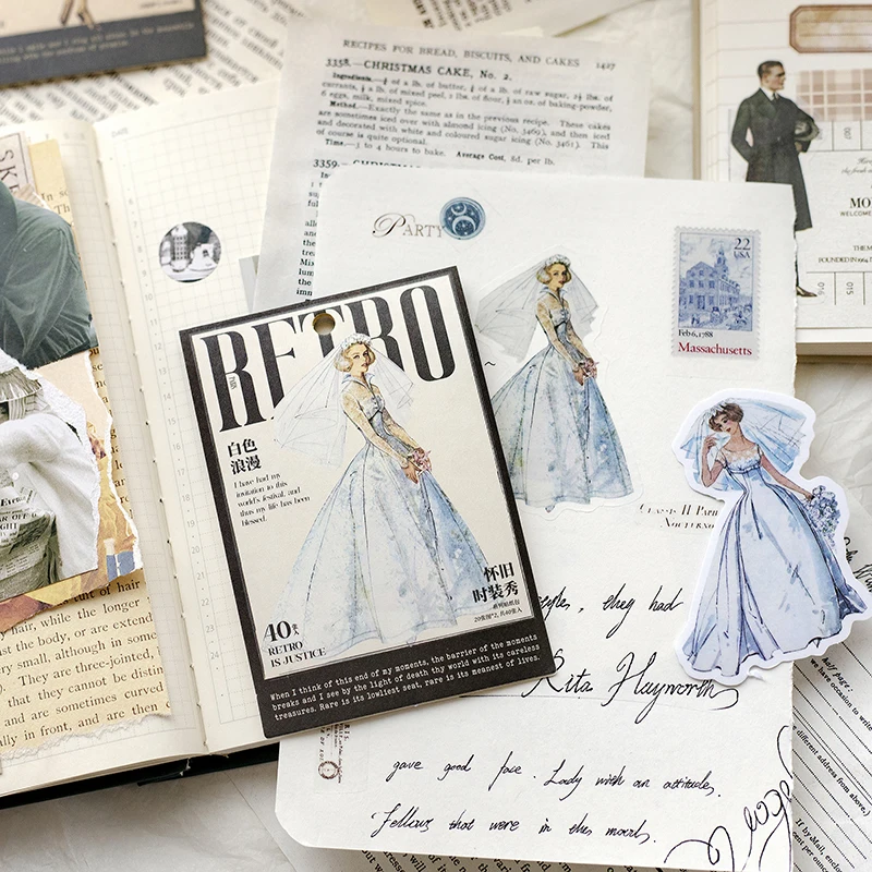 Yoofun 40pcs/lot Vintage Fashion Week Model Stickers Diary Decorative Mobile Stickers Scrapbooking DIY Craft Sticker
