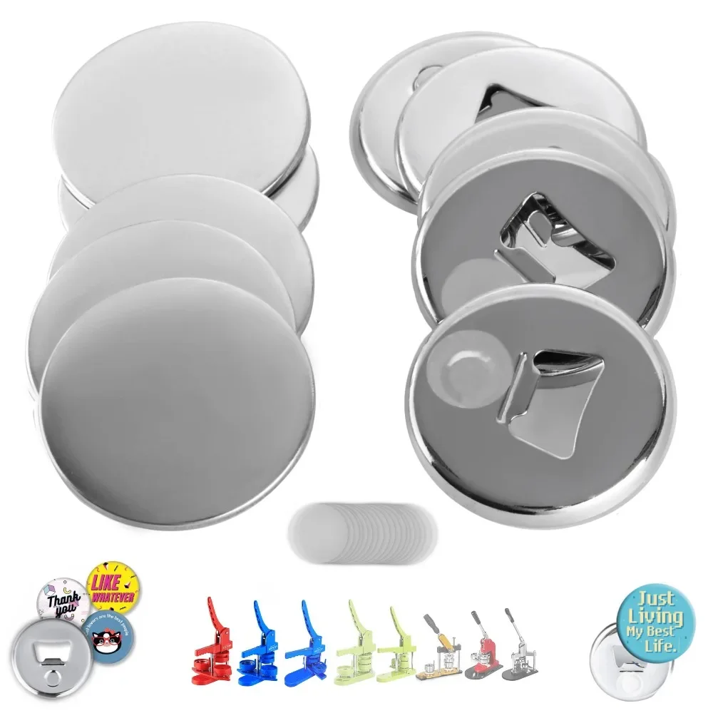 100 PCS 58mm/75mm Metal Button Parts Supplies Fridge Magnet Bottle-Opener for Button Maker Machine Pin Maker Supplies Only