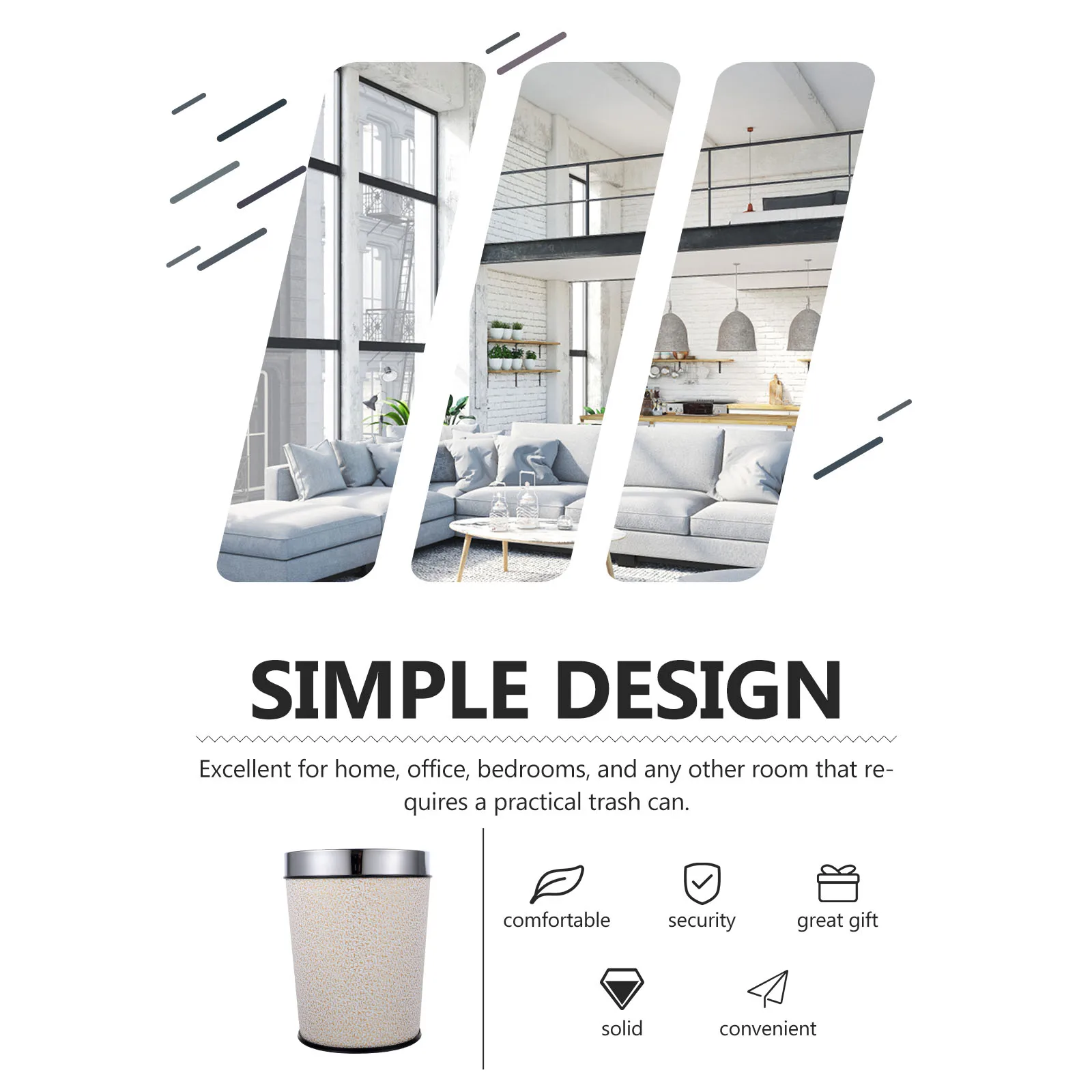 

Trash Can Kitchen Bathroom Waste Basket Multi function Bucket Portable Garbage Can Home Office Bedroom Excellent Plastic Long