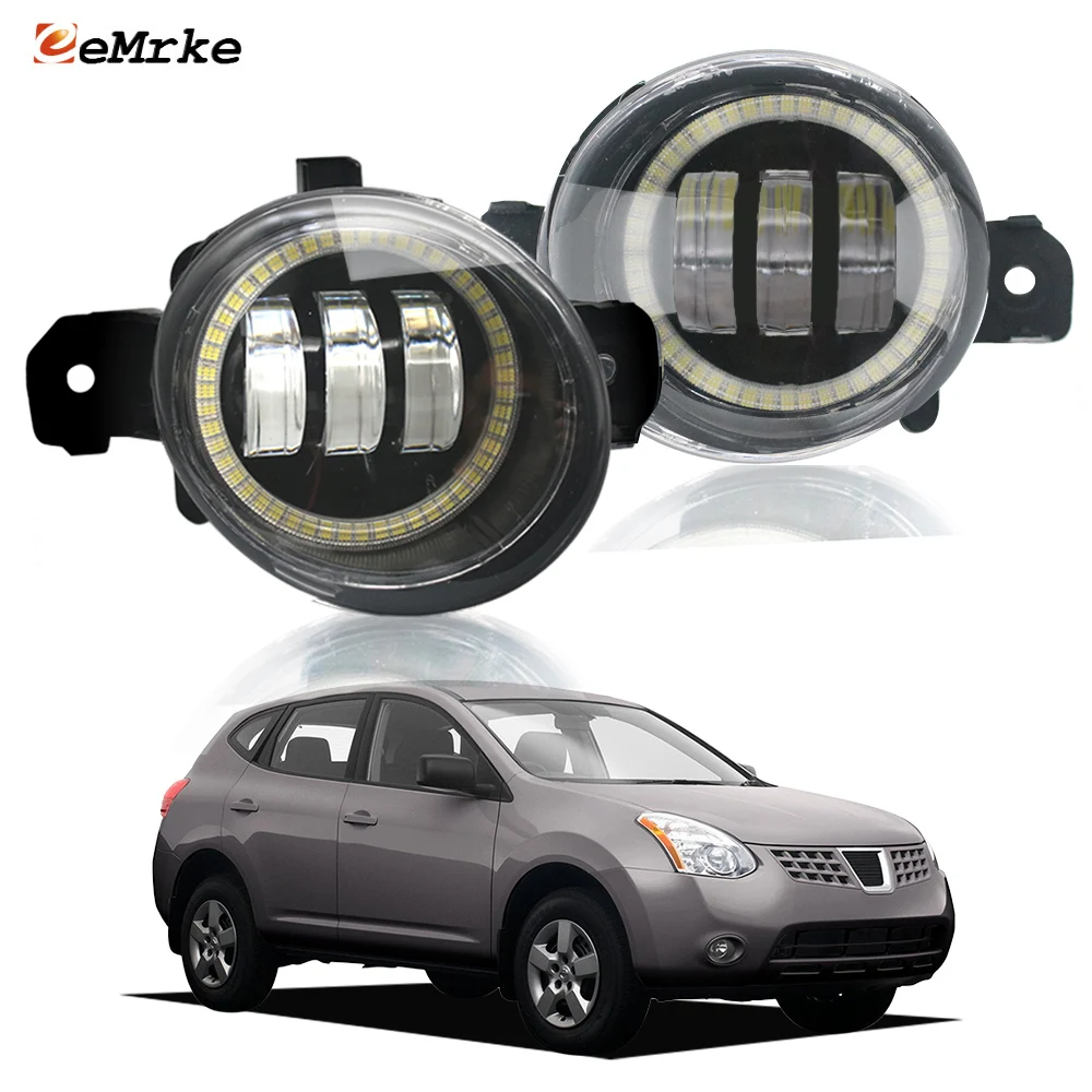 

OEM Style Led Fog Lights Angel Eye DRL For Nissan Rogue S35 2008 2009 2010 or Halogen Type Fog Driving Lamp Left and Right Side