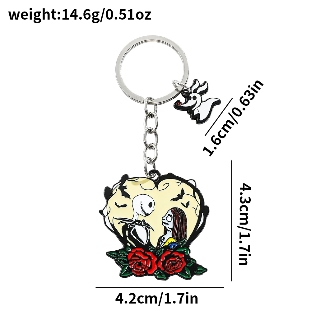 Disney Nightmare Before Christmas  Keychain Animated Movie Peripheral Keyholder Halloween Gift schoolbag Ornament Toy for Friend