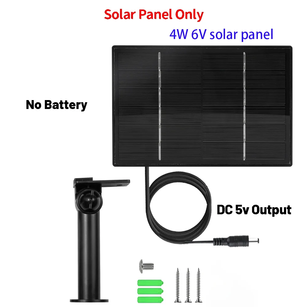 4W 6V Solar Battery Charger For Security Camera Portable Solar Power Bank DC Output 4W Solar Panel with 6pcs 18650 Batteries