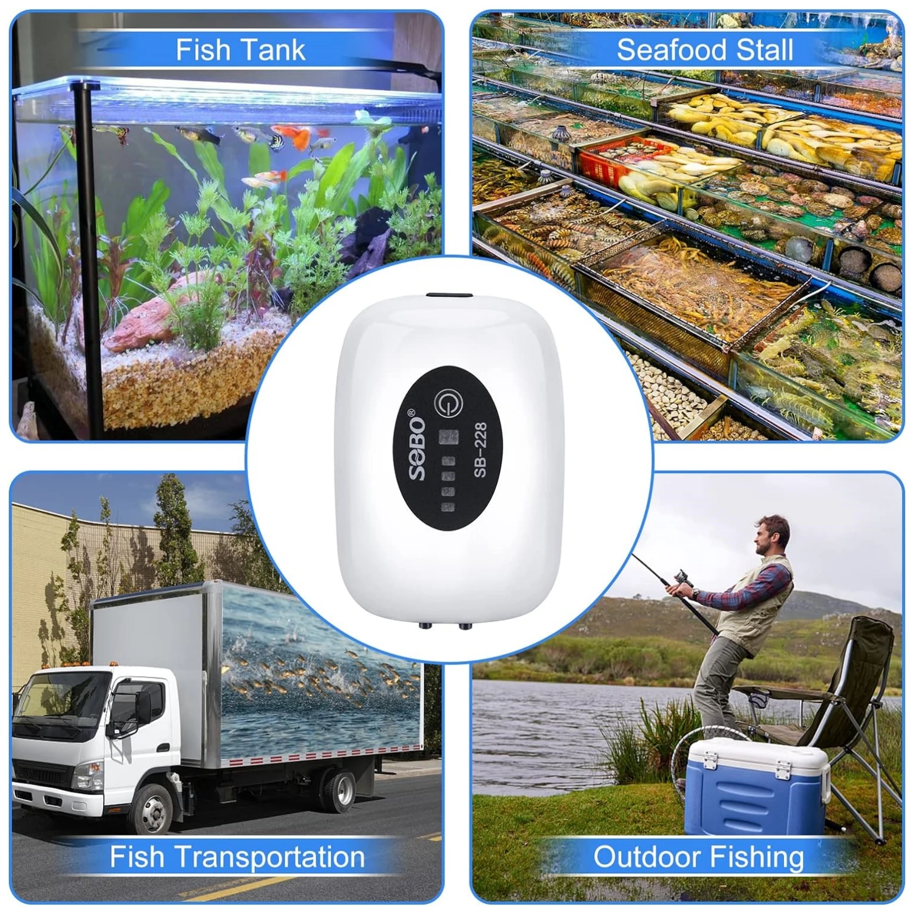 Aquarium Oxygen Air Pump Portable Emergency USB Rechargeable Ultra Whisper Quiet Fish Tank Pump For Fishing Fish Transportation