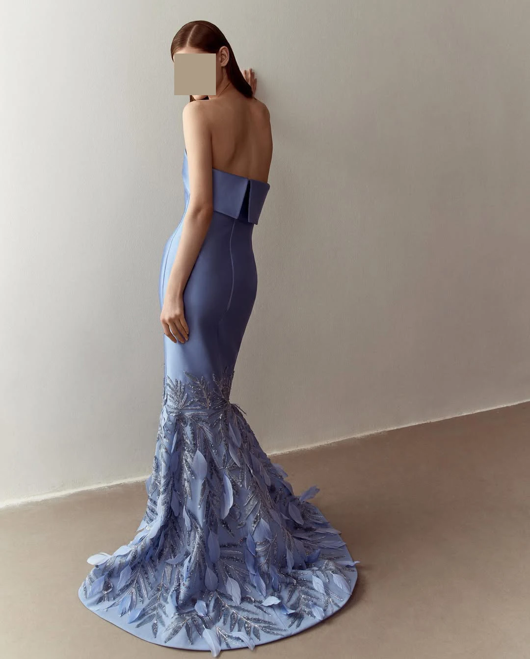 Aangepaste elegante luxe avondjurken 3D bloemen trompet satijn strapless gala vloerlengte pailletten bladeren rits feest