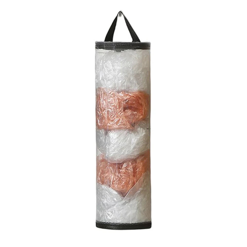 Garbage bag container wall mounted mesh organizer for kitchen and For bathroom trash bag storage space efficient