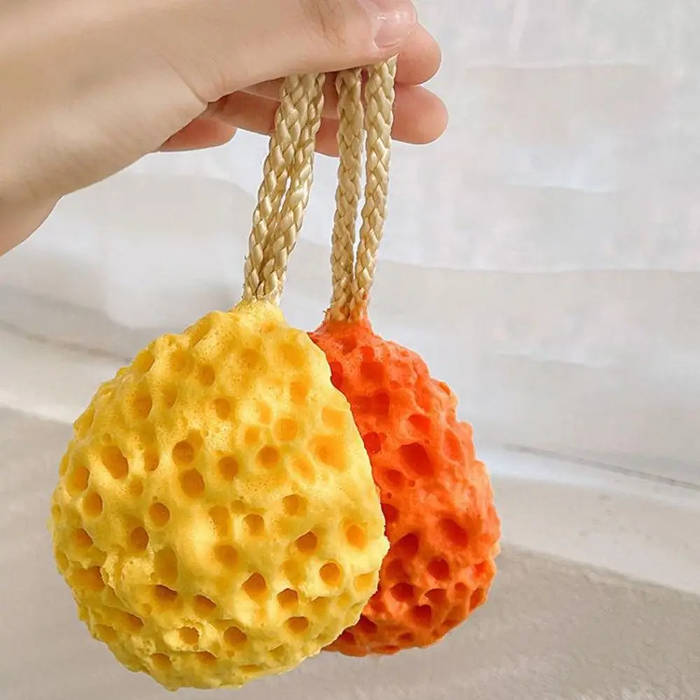 Portable Soft Sponge Bath Ball Honeycomb Exfoliating Cleaning Brush Cheese-shaped . Massage Brush Women