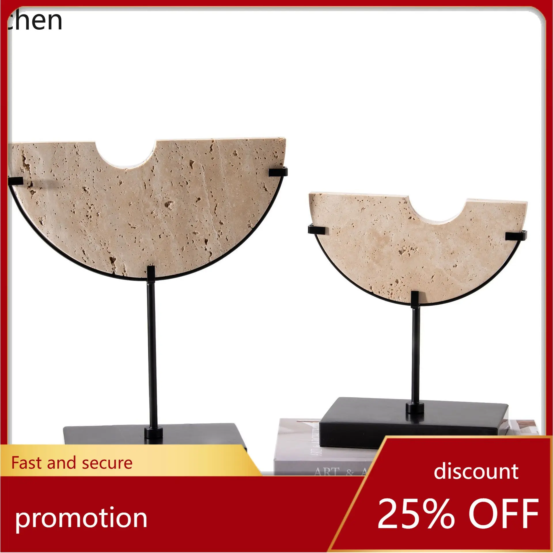 

Cz simple modern travertine flower vase storage jar natural marble ornament model room living room coffee table