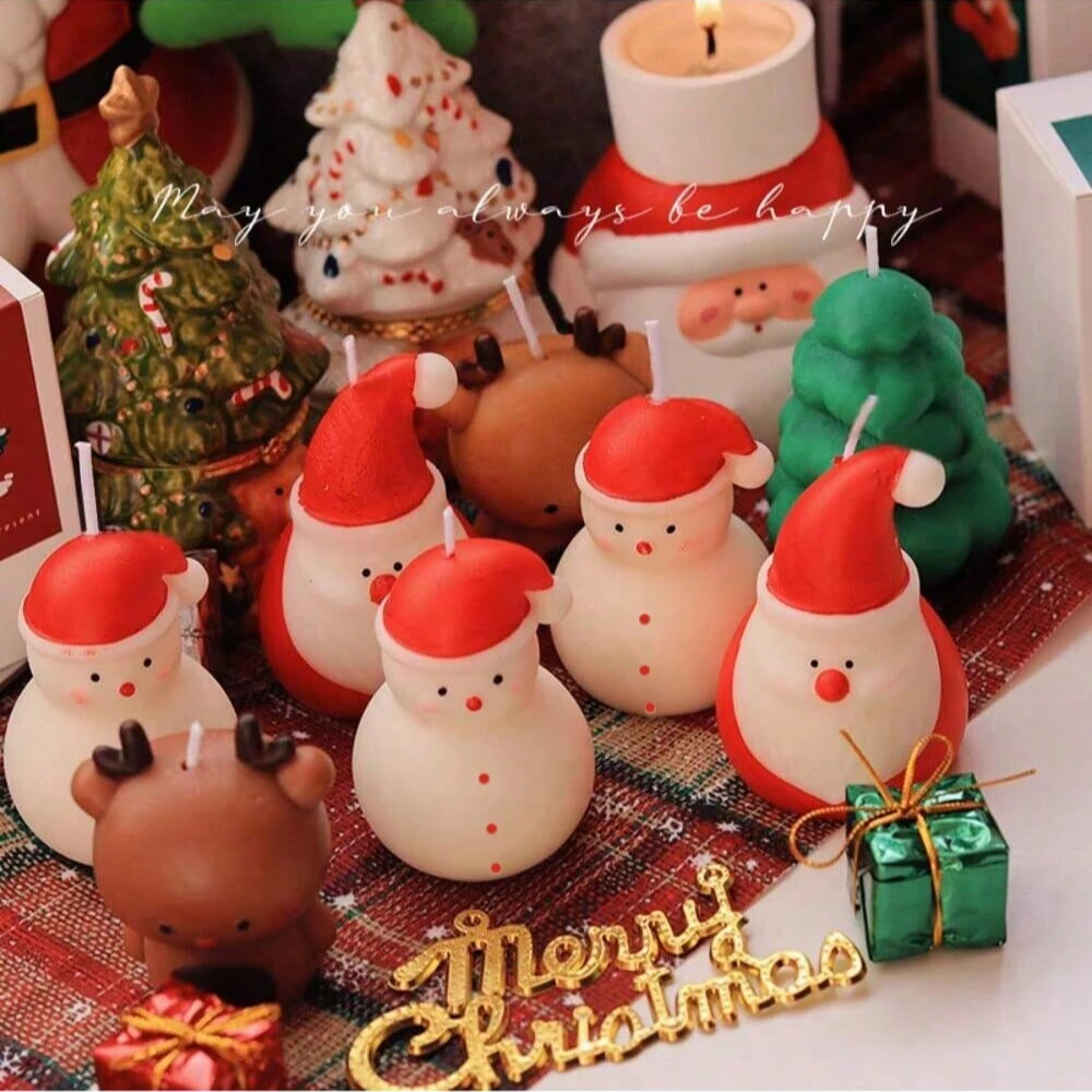 1/4 Stück Kerze Weihnachten Spielen Duftkerze Ornament Geschenk Dekoration Niedlicher Schneemann Schneeflocke Elch Baum Form Kerze Weihnachten