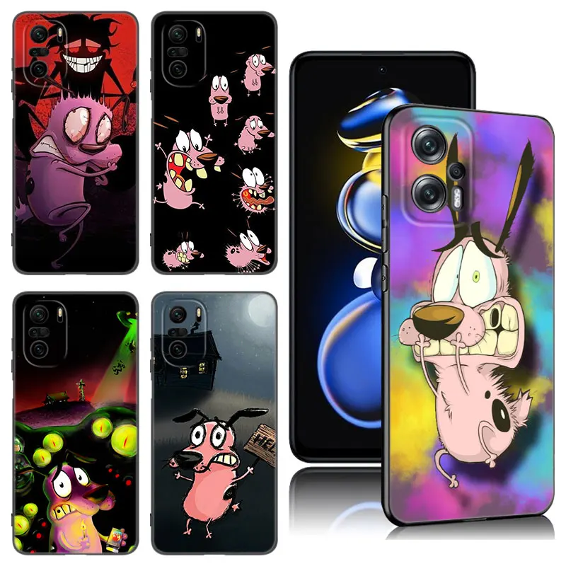 Dog-Courage-The-Cowardly Phone Case For Xiaomi POCO X3 X4 NFC F5 M2 M3 M4 M6 X5 Pro F3 F4 GT 5G C31 C55 M5S Black Silicone Cover