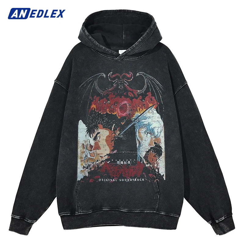 Men Streetwear Sweatshirt Hip Hop Vintage Oversized Hoodie Anime Print Hooded Pullover Winter Harajuku Cotton Hoodie Sweatshirt