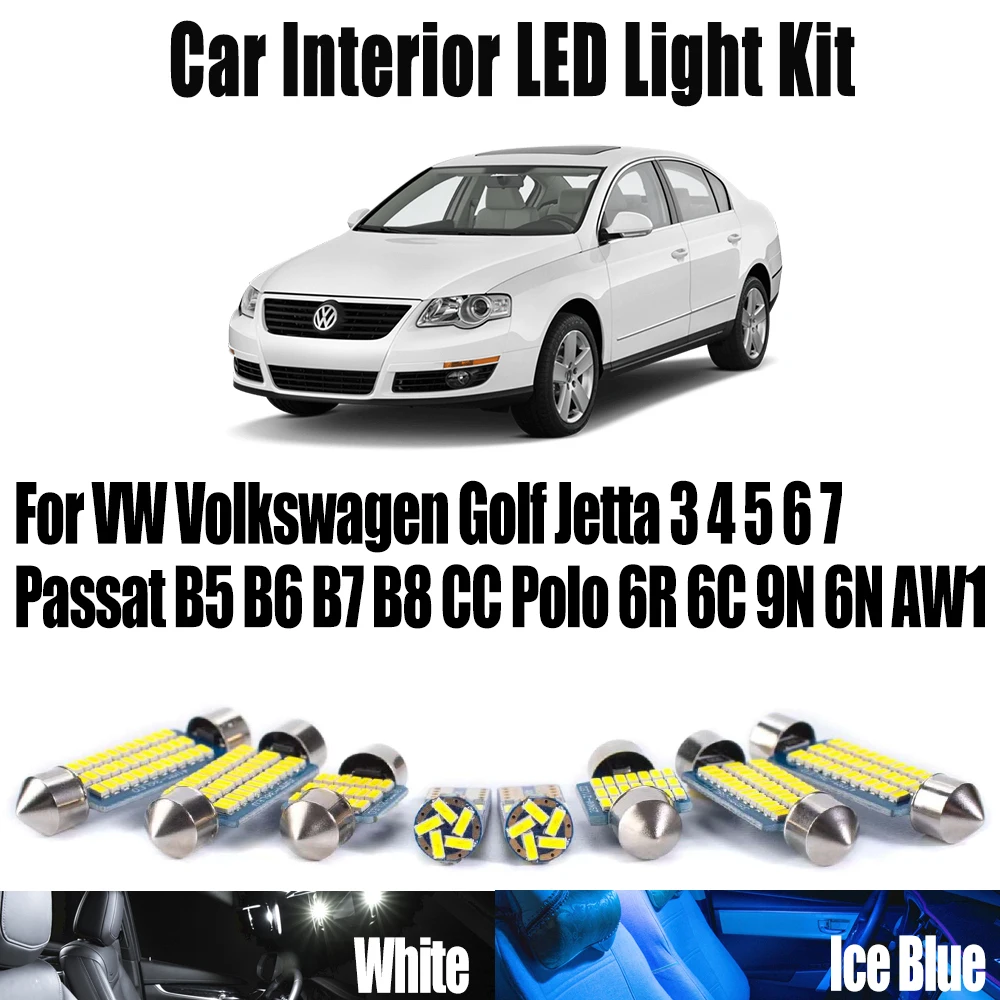 LED Interior Ceiling Light Kit For VW Volkswagen Golf Jetta 3 4 5 6 7 Passat B5 B6 B7 B8 CC Polo 6R 6C 9N 6N AW1 Car Accessories
