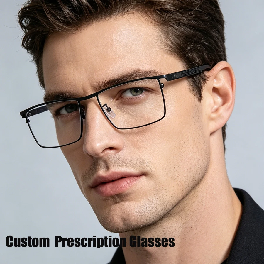 Customize Prescription Glasses Men Multi-Focal Progressive Photochromic Anti-Blue Light Myopia Hyperopia Eyeglasses 12020