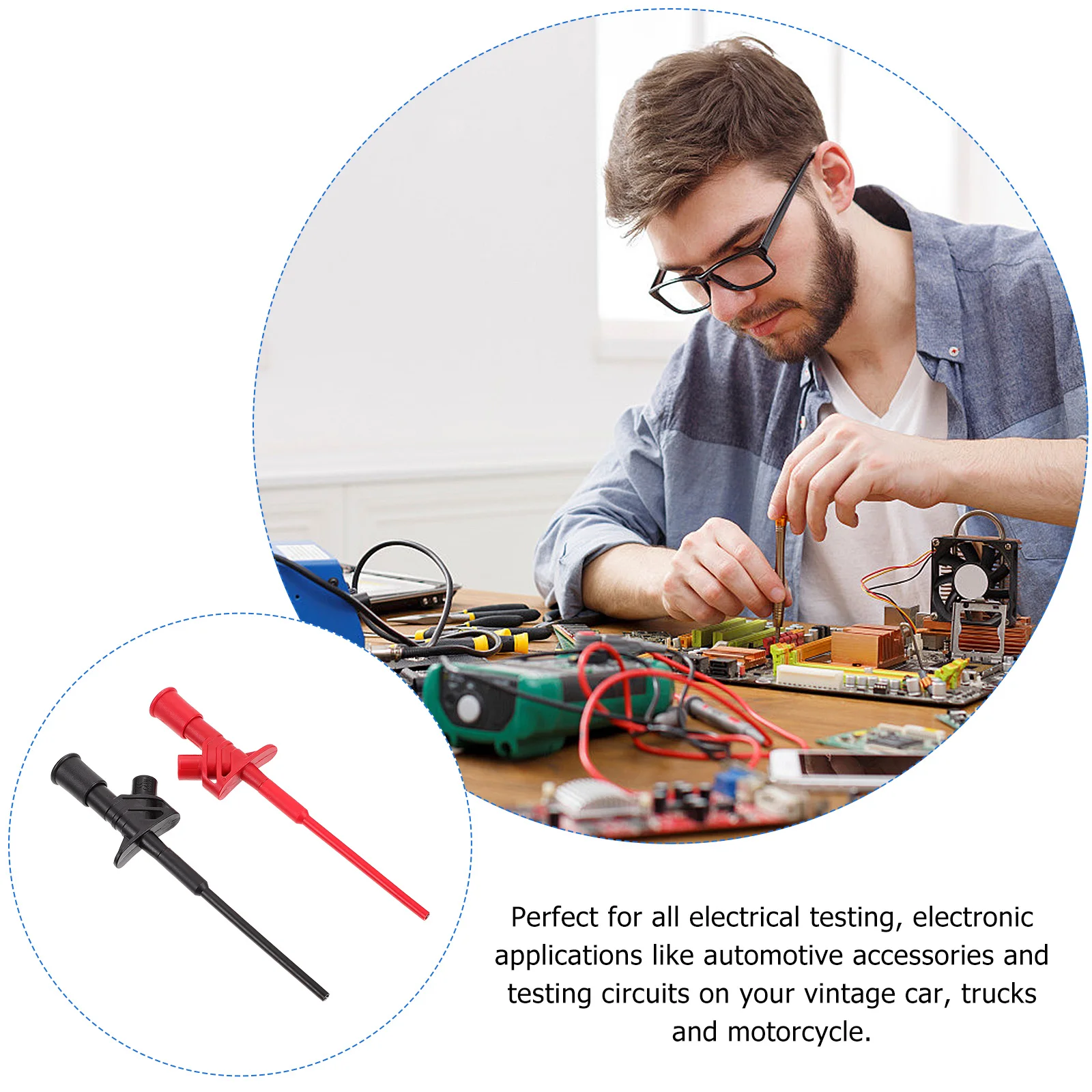 

2pcs Testing Probes Nondestructive Harness Tips Red Black Multimeter Probe Pens Insulated Wire Clips Piercing Tools