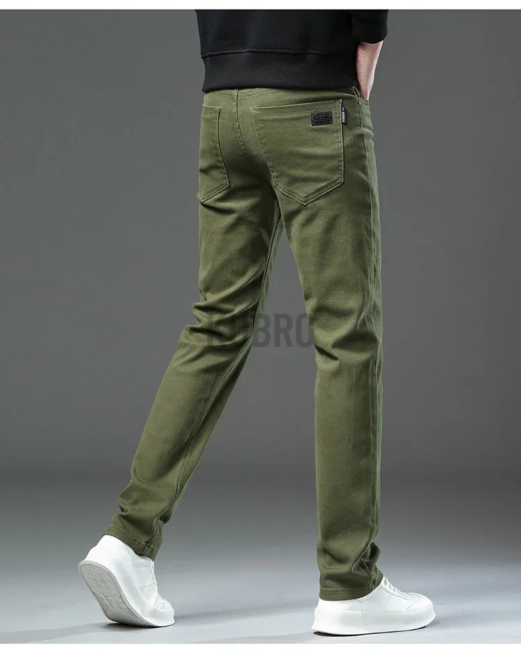 Markenmode, lockere, gerade geschnittene Business-Casual-Stretch-Jeanshose für Herren, Markenhose in 3 Farben, Übergröße, Herrenbekleidung, schmale Jeans – Detail 17