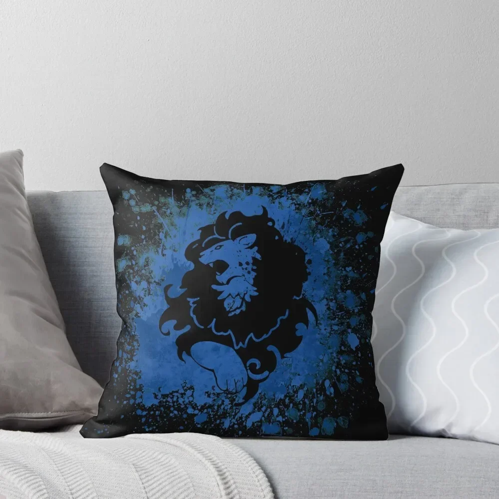 Blue Lion Splatter Throw Pillow Ornamental Pillow Pillow Cases