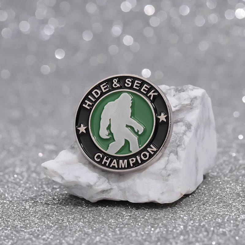 Bigfoot Enamel Pin Sasquatch Hike And Seek Champion Badge Mysterious Creature Animal Brooch Lapel Pin Jewelry Accessories