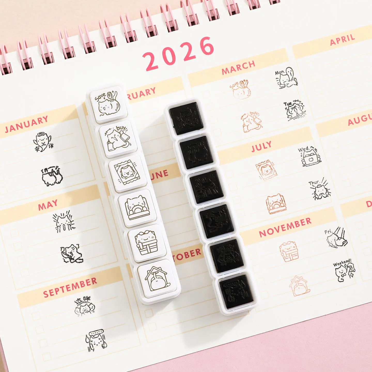 Journal GO 6pcs Cute Cat Rubber Stamp Set for Collage Junk Journal Scrapbooking diy Kitten Planner Dairy diy Seal Stamps