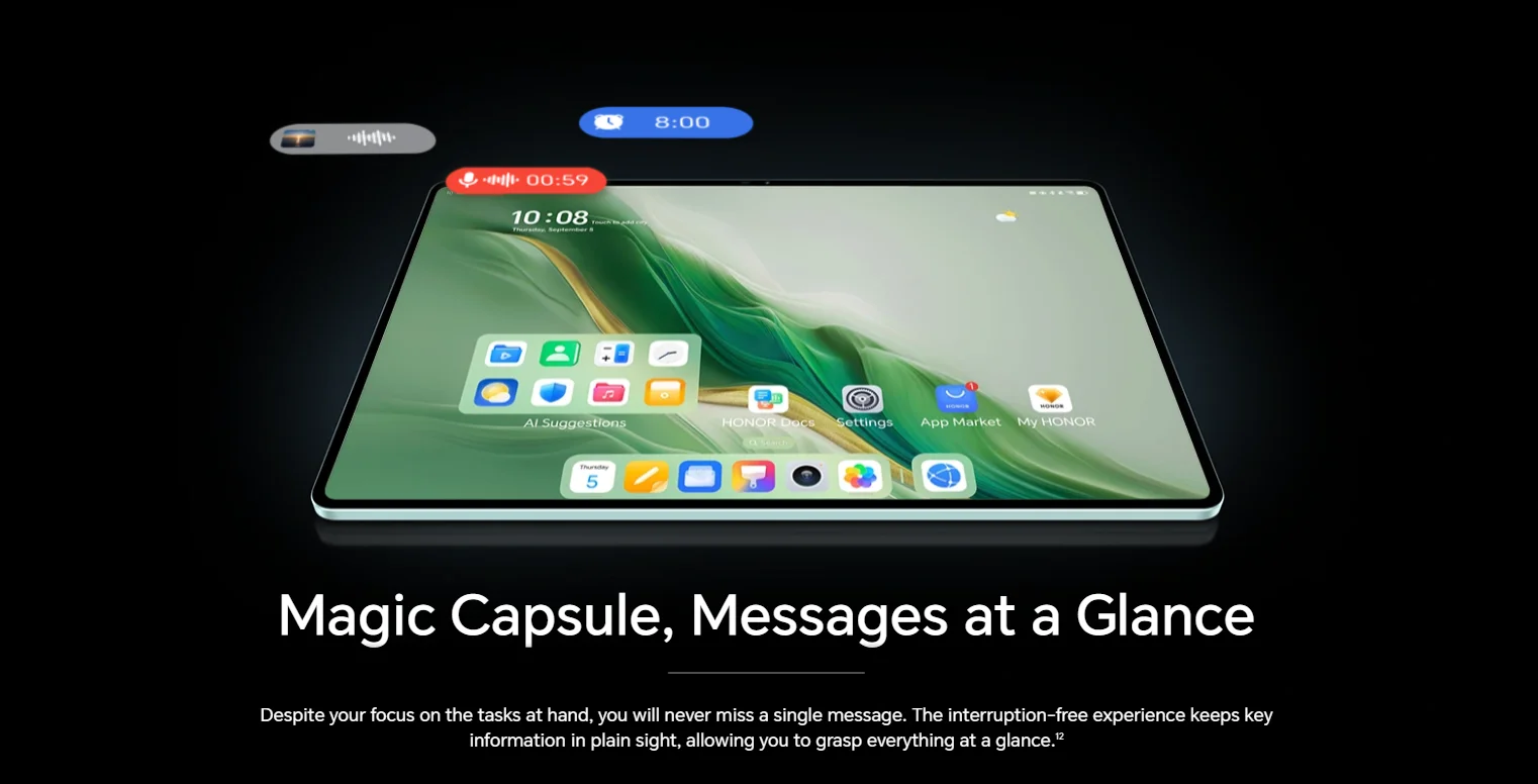 HONOR MagicPad 2,EU Version WiFi tablet,10050mAh Battery,12.3" 144Hz 3K AMOLED Screen,Snapdragon 8s Gen 3,13MP Rear Camera,PC-Level AI Efficiency Productivity,12GB+256GB,HONOR Android Tablet