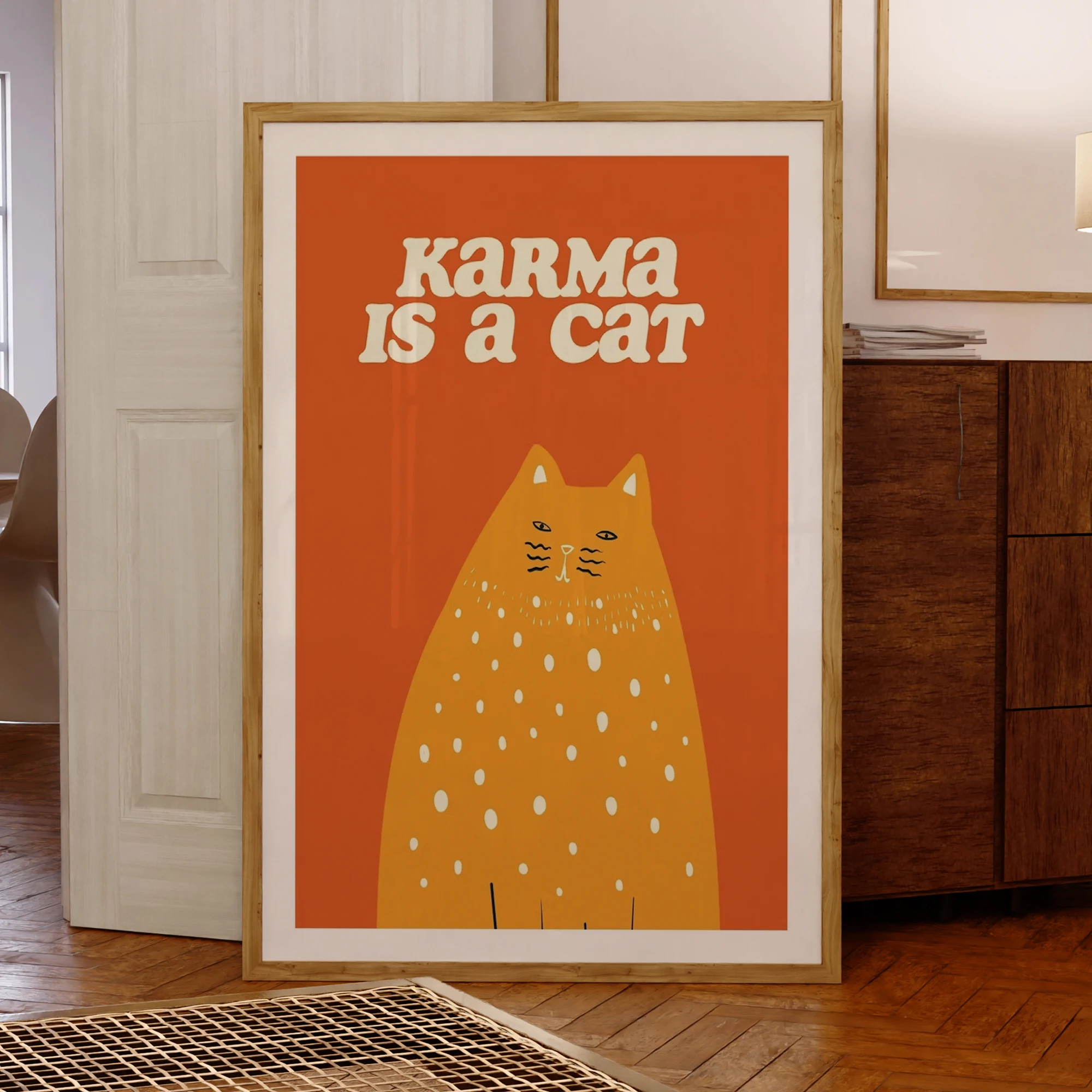 KaRMa ist eine orangefarbene Katze, Wandkunstdrucke, Leinwandgemälde, Poster, Bild für Wohnzimmer, Schlafzimmer, Heimdekoration