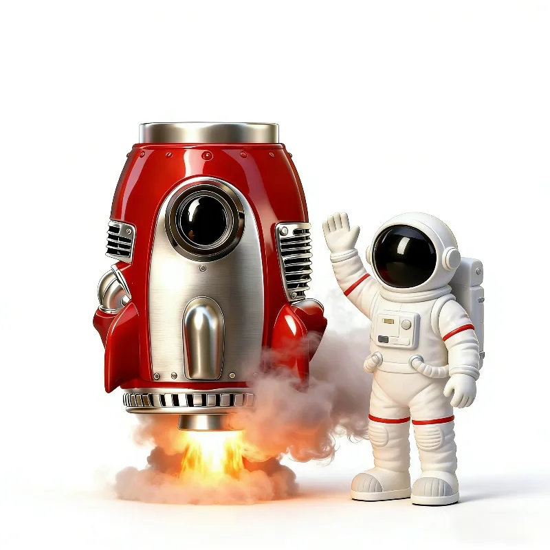 

Кружка «Ретро-запуск ракеты»: креативная 3D-чашка в виде космического корабля, оригинальная посуда с астронавтом для подарка