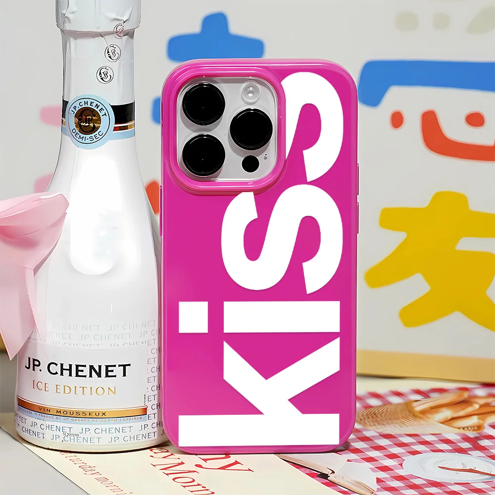 

Персонализированный чехол для телефона с английскими буквами и принтом Kiss для iPhone 16 15 14 13 12 11 Pro Max 16E XR X XS Max 7 8 Plus, простой мягкий чехол в стиле INS